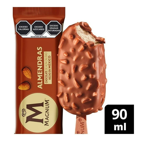 Paleta helada Magnum vainilla cubierta de chocolate y almendras 90 ml