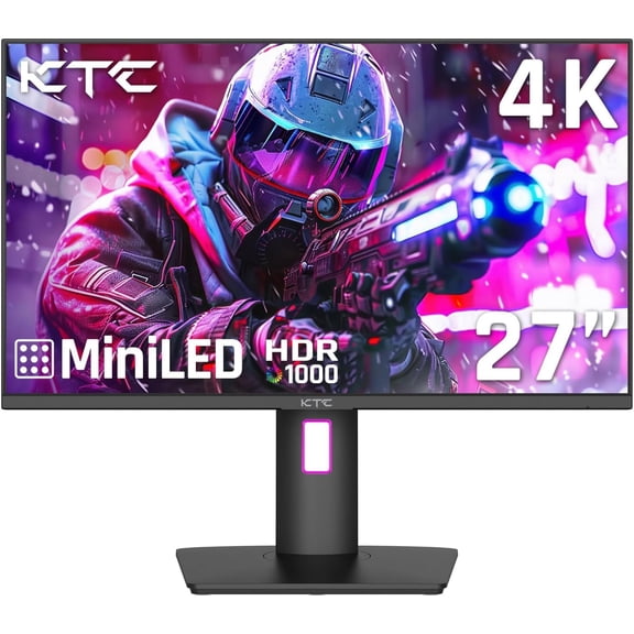 Restored KTC M27P20P 27 " 4K Mini LED Monitor, Fast IPS, HDR1000 160Hz 144Hz Gaming Monitor, Speakers, Type-C 90W, HDMI/DP/USB, Swivel/Height/Pivot/Tilt, VESA, Vertical Monitor for Gaming & PC (Refurbished)