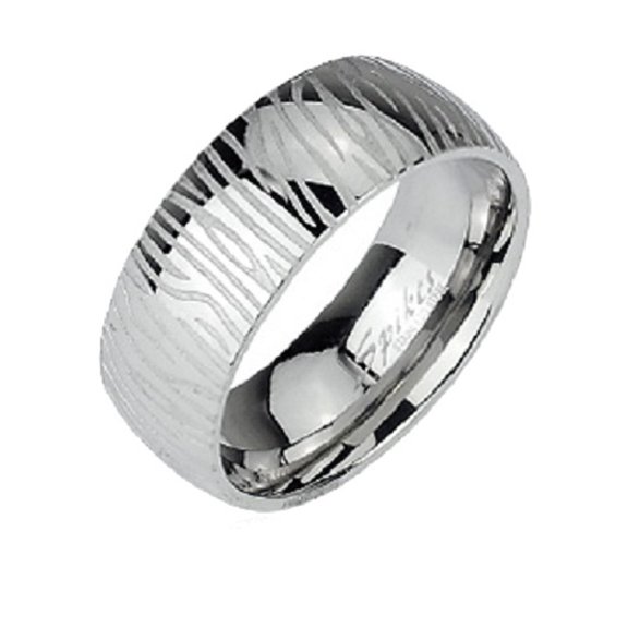 New Stainless Steel Couples Engraved Zebra Design Band Ring - Size 11