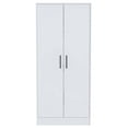 Ambery 180 Armoire Two Shelves Double Door Metal Rod One Drawer White