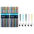 thumbnail image 1 of Alloy Chopsticks Set with Matching Spoons, Anti-Bacteria Proof Design for Healthy Dining, Dishwasher Safe Reusable Utensils, One-Person-One-Set Color Coding, 1 of 9