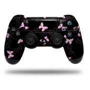 WRAPTORSKINZ Skin Wrap for Sony PS4 Dualshock Controller Pastel Butterflies Pink on Black (CONTROLLER NOT INCLUDED)