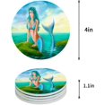 thumbnail image 1 of FMSHPON Mermaid Mythical Illustration Set of 6 Round Coaster for Drinks, Absorbent Ceramic Stone Coasters Cup Mat with Cork Base for Home Kitchen Room Coffee Table Bar Decor, 1 of 5