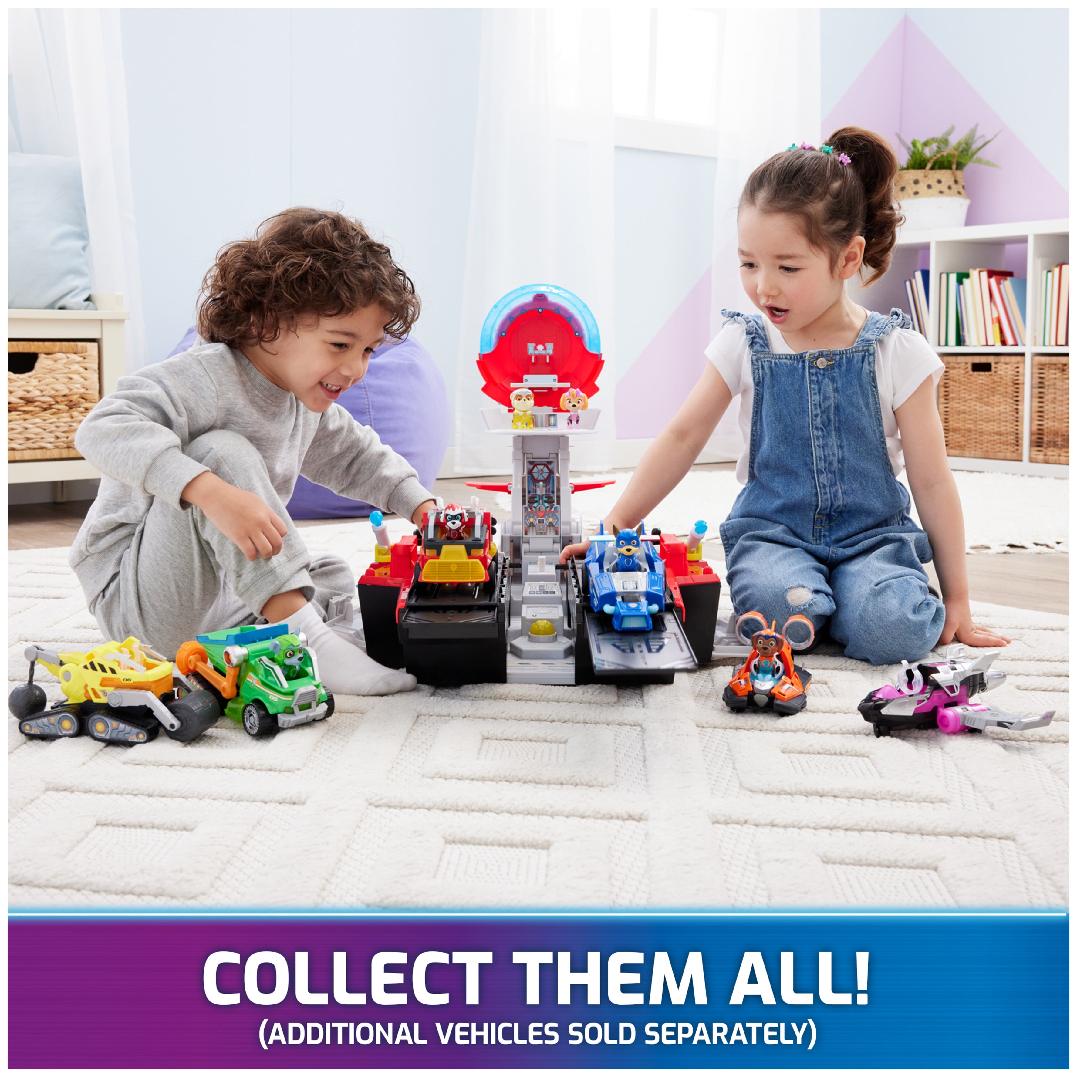 PAW Patrol: The Mighty Movie, Aircraft Carrier HQ, Chase Figure & Police Car, Ages 3+