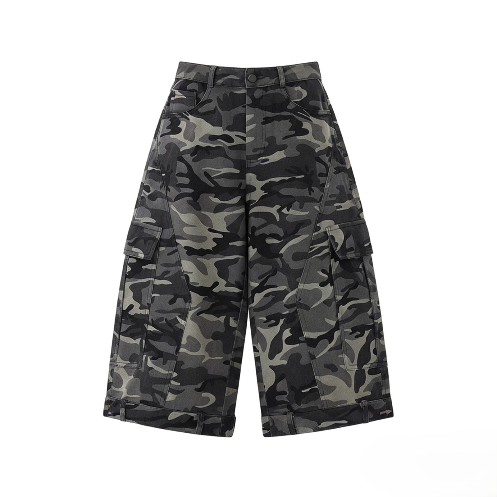 パンツ camouflage wide baggy cargo shorts y2k CHENge Womens Camo Wide Leg Jorts Jeans Shorts Y2k Baggy Long