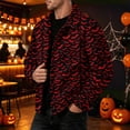 thumbnail image 4 of Mens Halloween Corduroy Jacket Lapel Collar Button Down Shirt With Pockets Long Sleeve Pumpkin Ghost Print Loose Fit Fall Winter Shacket Jackets, 4 of 6