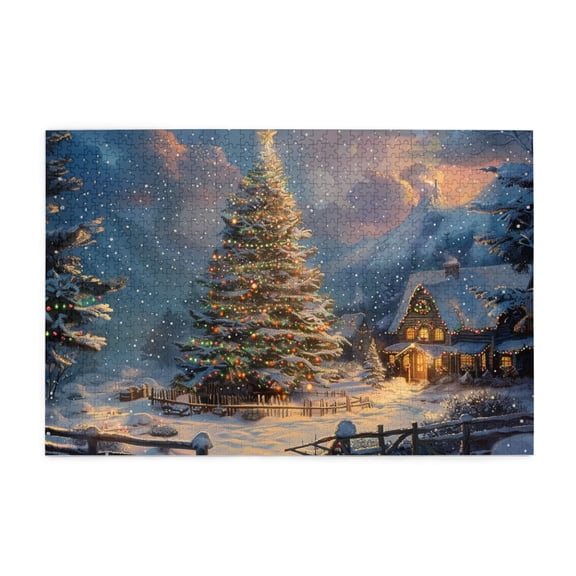 1000 PCS Yard Christmas Tree Wooden Puzzle For Adults 1000 Pieces,Stunningly Vibrant Colors,1000 Piece Jigsaw Puzzle For Adults Challenging Puzzle Perfect For Game Nights,Fun Holiday Puzzles