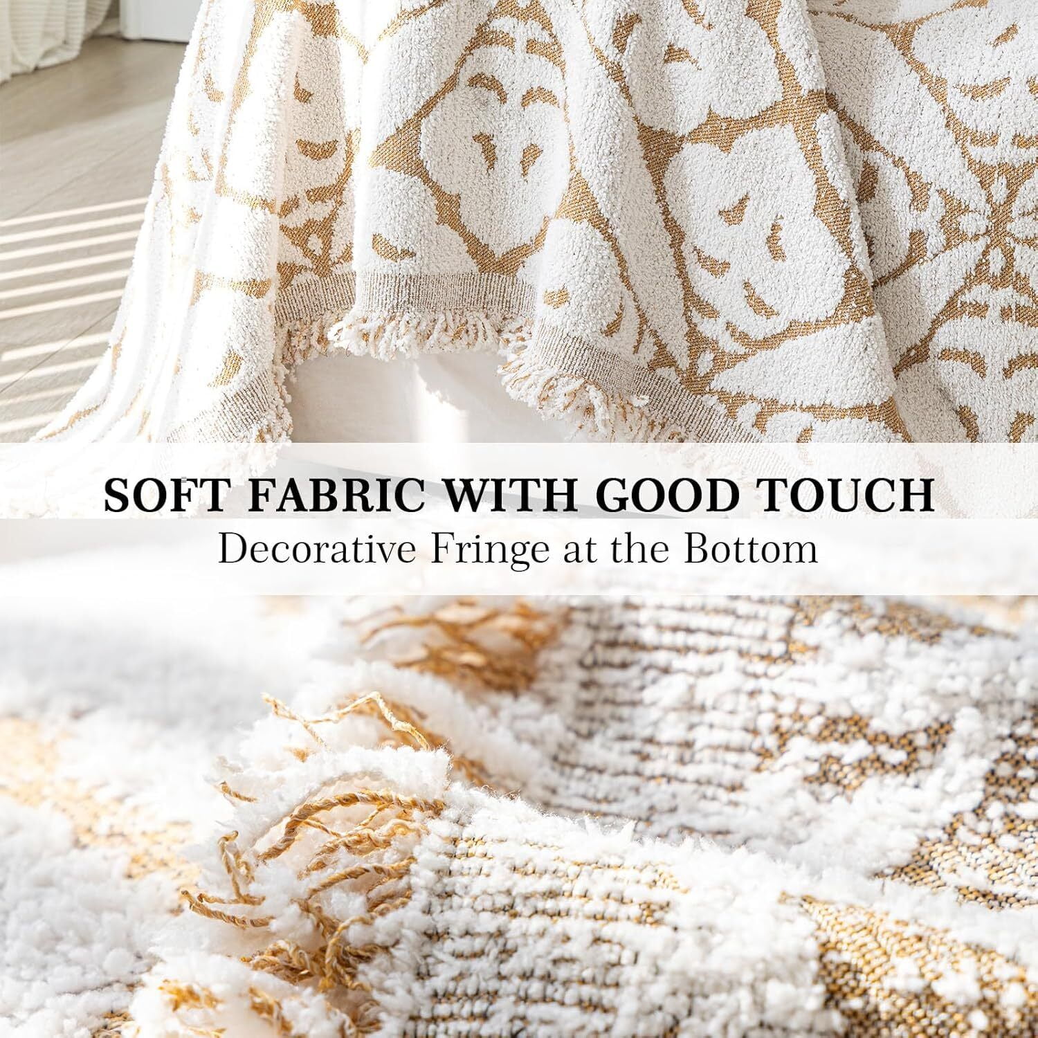 TOPCHANCES Chenille Couch Cover Sofa Slipcovers Towel Cover Couch Furniture Pet Protector Throws Blanket  (180*300cm, Khaki)