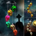 thumbnail image 3 of Solar Halloween Decorations Skeleton Skull String Light ,Skull Wind Chimes Decor Lights Solar Skull Bowl with 6 LED Skull Shaped Charcoal Lights, Waterproof Holiday Lights for Halloween, 3 of 5
