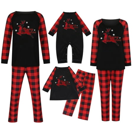 

Dezsed Christmas Family Pajamas Matching Sets Clearance Christmas Parent-child Set Plaid Print HomeWear Pajamas Two-piece Child Set Red 2T
