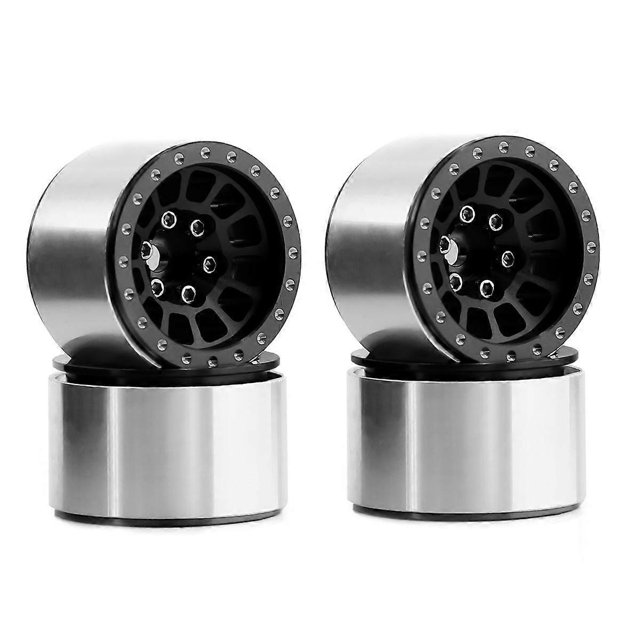 4 Piezas de Llanta de Rueda de Metal Beadlock 1.0 Pulgadas para Coche RC Crawler TRX4M Axial SCX24 Negro shaofei