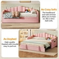 thumbnail image 4 of Harper & Bright Designs Upholstered Twin Size Daybed with Pop Up Trundle, Day Bed Frame with USB & Type-C Charging Port and 2 Side Pockets, Pink, 4 of 8