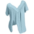 thumbnail image 6 of Lovskoo Plus Size Eyelet Summer Tops for Women 2024 V Neck Short Sleeve Solid Color Print Blouse Pullover Tops Blouses Light Blue, 6 of 7