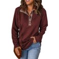 thumbnail image 1 of Sudadera con capucha para mujer, con estampado acolchado a la moda, ligera, de manga larga, color liso, informal, color rojo M, 1 of 6