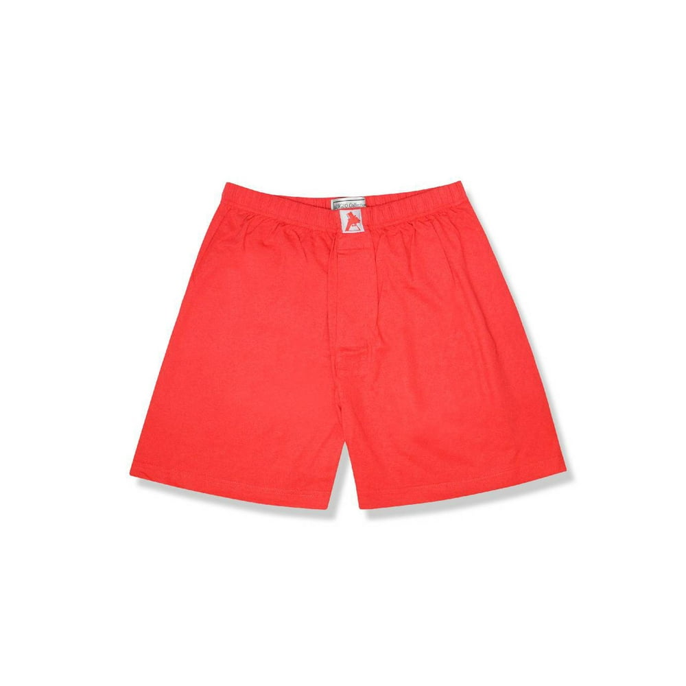 Biagio - Biagio Mens Solid RED Color BOXER 100% Knit Cotton Shorts ...
