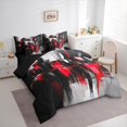 thumbnail image 3 of Manfei Chic Artwork Abstract Bedding Comforter Set 7 Pieces, Black Red Watercolor Full Bedding Set, Teens Boys Girls Men Reversible Fitted Sheet Flat Sheet, Lightweight Room Decor, 3 of 7
