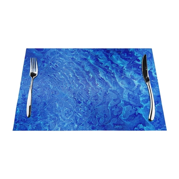 ZNDUO Placemats, 1 PCS Heat Resistant Stain Resistant Woven PVC Insulation Placemats, Durable Washable Elegant Table Mats for Dining-Blue Watercolor, 18"x12"