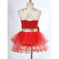 thumbnail image 6 of Zaldita Kids Girls Christmas Costume Ms.Santa Dress Sequined Ballet Tutu Dress Figure Ice Skating Red 6, 6 of 7