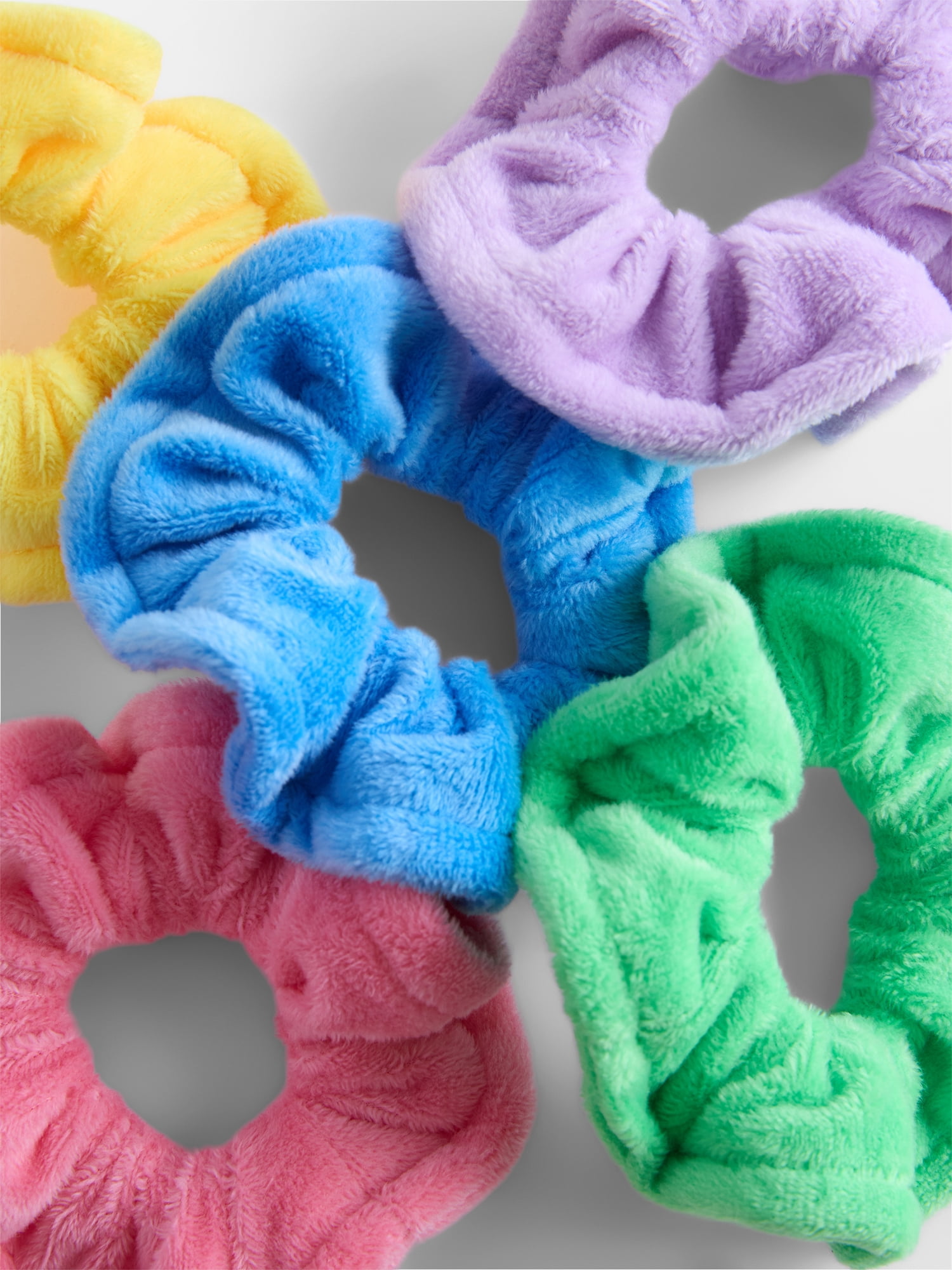 Wonder Nation Girls Rainbow Velour Scrunchies, 5-Pack, Multi