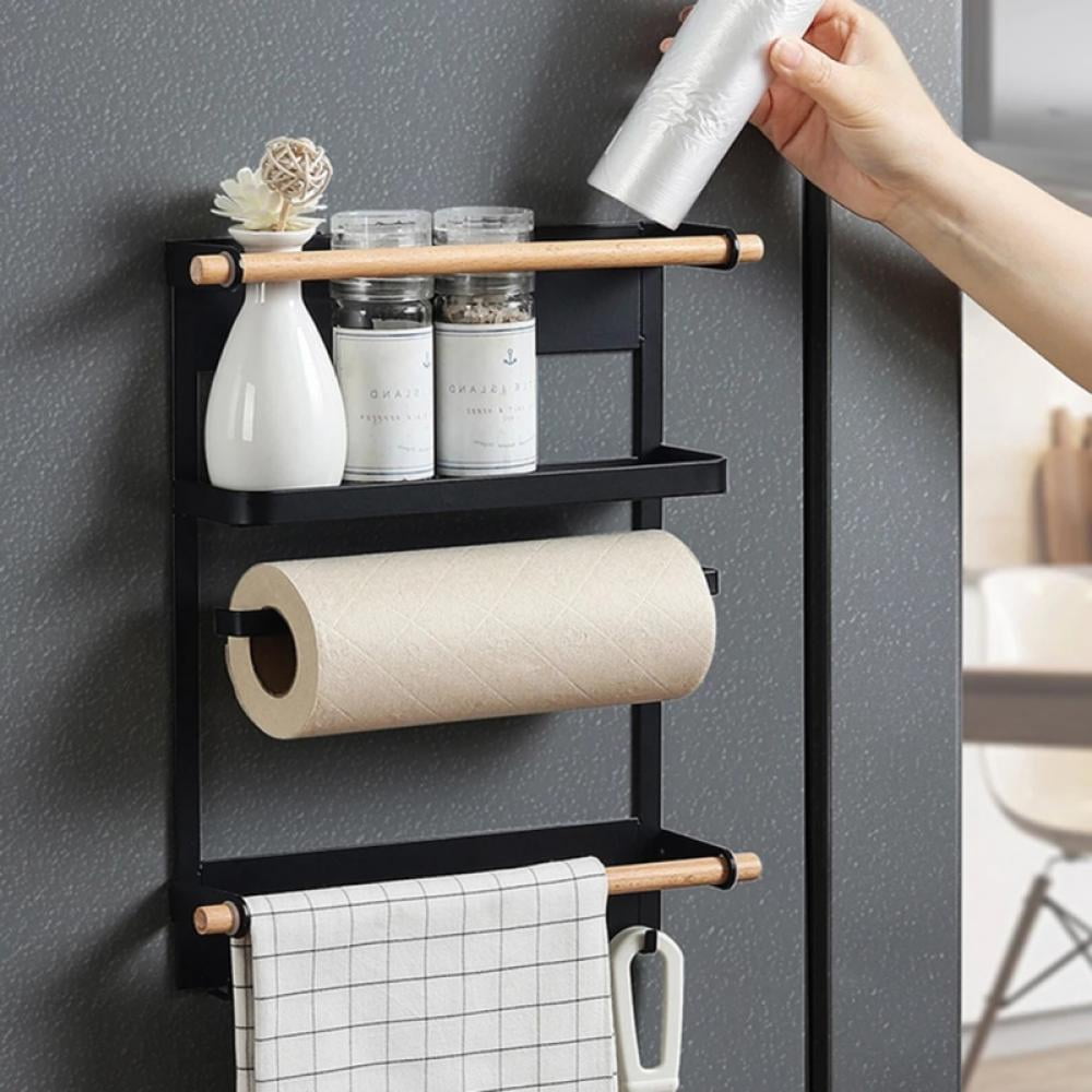 Details about   Kitchen Condiment Storage Rack Wall-Mounted Towel Tableware w/ Hook Phone Holder