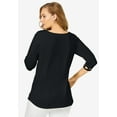 thumbnail image 4 of Jessica London Women's Plus Size Stretch Cotton Lattice Boatneck Tunic, 4 of 5