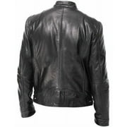 Vividxx Men's Jacket Men Vintage Cool Jacket Leather Long Sleeve Autumn Winter Stand Collar Club Coat