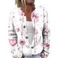 thumbnail image 2 of Valentine's Day Cardigan Sweaters for Women Spring 2026 Trendy Lightweight Heart Pattern Sweaters Loose Button Up Knit Tops, 2 of 6