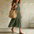 thumbnail image 3 of Bxsruta Womens Summer Dress Button Down Maxi Dress Pleated Casual Sundress for Women, 3 of 3
