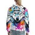 thumbnail image 7 of Sikiie Cool Colorful Wolf Women's Casual Hoodies Long Sleeve Lightweight Pullover Tops Loose Sweatshirt-Medium, 7 of 7