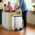 thumbnail image 2 of 60 Liter (2x30L) 16 Gallon Dual Trash Can, Recycle Bins for Kitchen with 2 Compartments, Trash and Recycle Bin Combo, Soft Close Lid, Stainless Steel Trash Can, 2 of 18