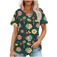 thumbnail image 1 of Camiseta de Cuello Redondo de Impresión Floral Casual de Manga Corta de las Mujeres, Blusa de Verano de Moda Ligera para el Día Y la Fiesta, 1 of 7