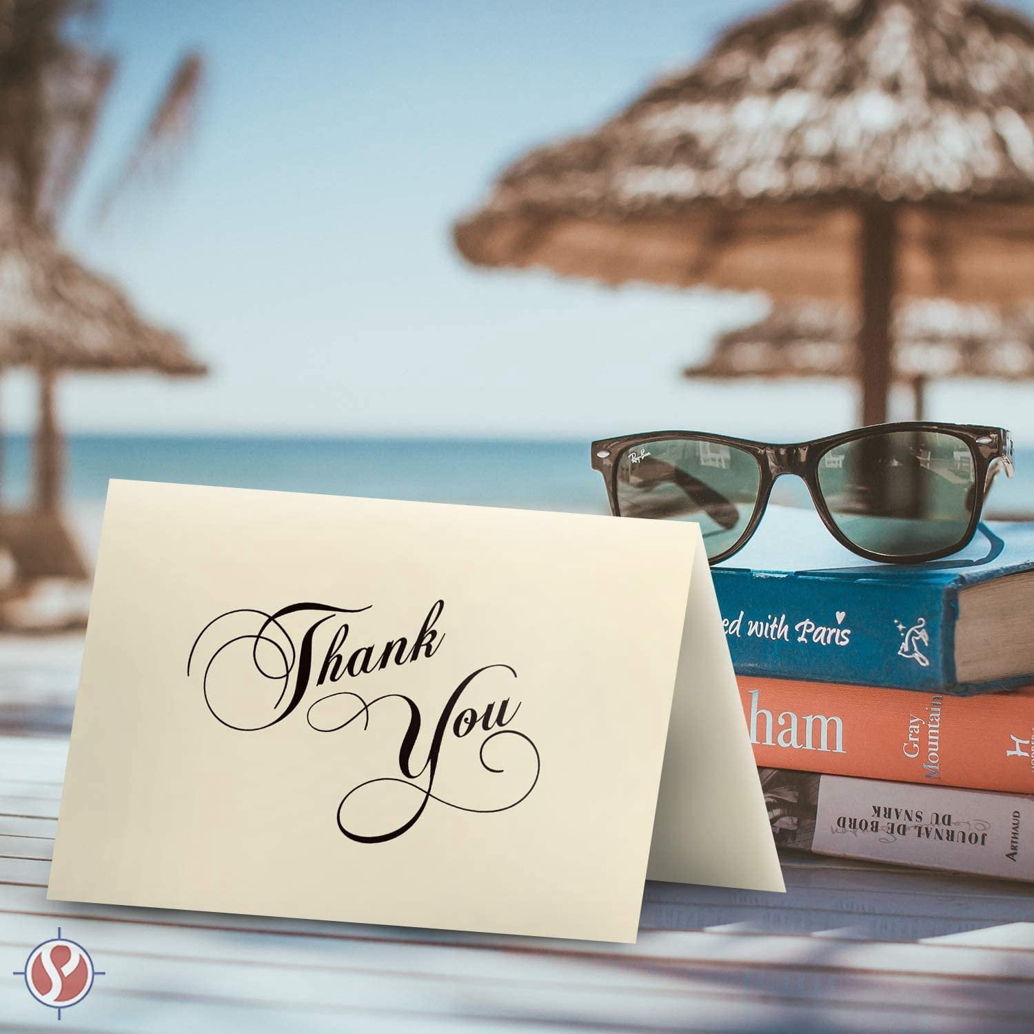 Elegant Cream Thank You Greeting Cards & Envelopes - Great for Birthdays, Weddings, Holiday Parties | 80lb (216gsm) | 5 x 7 Inches | 25 Per Pack