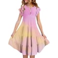 thumbnail image 2 of Big Girls Dresses 8-9 Years Tie Dye Clothes for Girls Flutter Sleeve Dress A Line Dresses for Kids Flutter Sleeve Dress Pink, 2 of 4