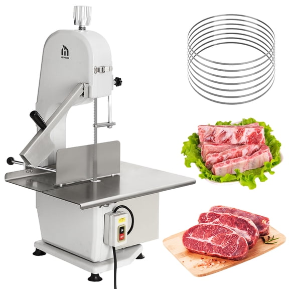 Sunvivi 1500W Electric Meat Saw, Bone Cutting Bandsaw with 5 Blades, Adjustable Thickness for Beef, Pork, Chicken, Fish