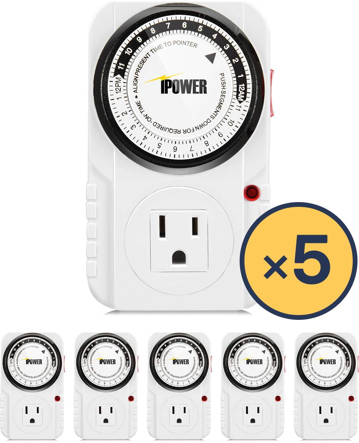 iPower 24 Hour Plugin Mechanical Electric Outlet Timers Switch