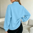 thumbnail image 6 of Full Zip Up Sweatshirt Women No Hood Oversized Loose Casual Long Sleeve V Neck Jacket Fall Winter Sweatshirt Sky Blue XXXL, 6 of 8
