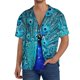 thumbnail image 1 of Balery Beautiful Blue Peacock Camisa Casual de Manga Corta con Botones para Hombre, Texturizada, Estilo Cubano, para Playa, Verano-Small, 1 of 5