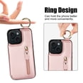 thumbnail image 2 of JTCASES for iPhone 15 Plus Case, PU Leather Lychee Pattern Zipper Purse Finger Ring Buckle Card Slots Stand Shell for iPhone 15 Plus Wear-resistant Shockproof Wallet Cover, Rosegold, 2 of 8