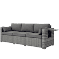 thumbnail image 2 of Outsunny 3 Seater Wicker Sofa with Side Trays, Rattan Outdoor Patio Couch with 6" Thick Back Cushions, Deep Seating for Porch, Garden, Mixed Gray, 2 of 9