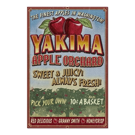 Yakima, Washington - Apple Orchard Vintage Sign (20x30 Premium 1000 Piece Jigsaw Puzzle, Made in USA!)