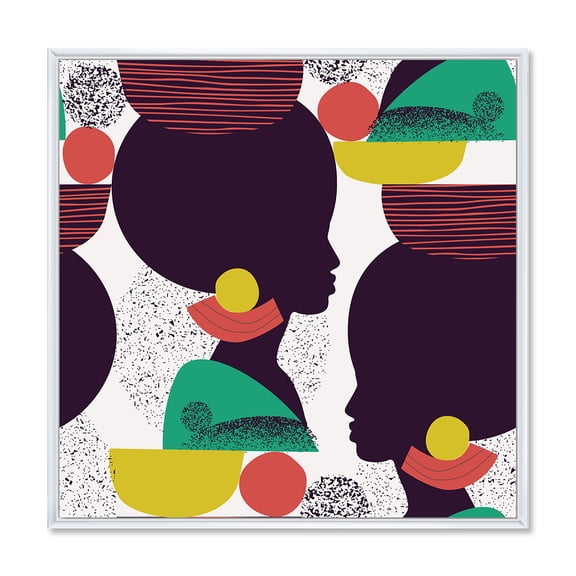 Designart 'Ethnic Geometric Silhouette of African American III' Modern Framed Canvas Wall Art Print