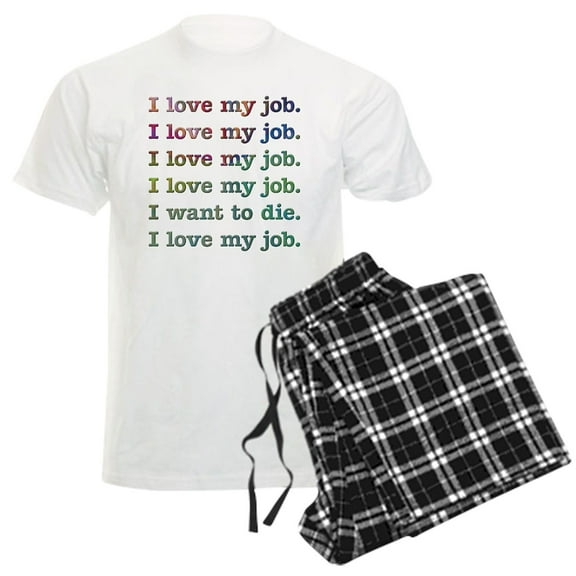 CafePress - I Love My Job Men's Light Pajamas - Men's Light Loose Fit Cotton Pajama Set