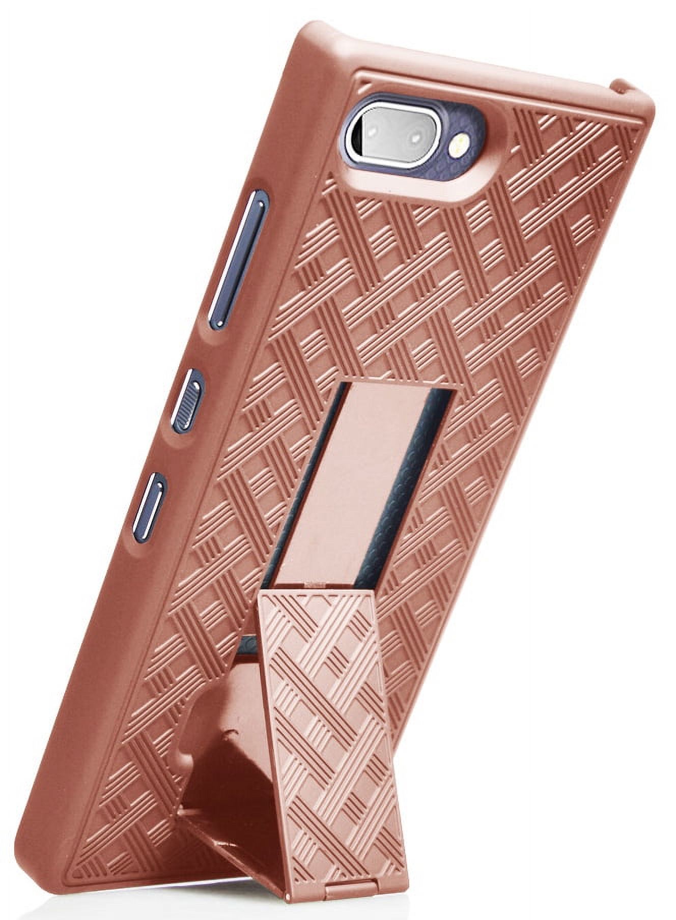 Case for BlackBerry Key2 LE, Nakedcellphone [Rose Gold Pink] Slim Ribbed Hard Shell Cover [with Kickstand] for BlackBerry Key2 LE Phone [ONLY LE MODEL] BBE100-1, BBE100-2, BBE100-4, BBE100-5 - image 2 of 7