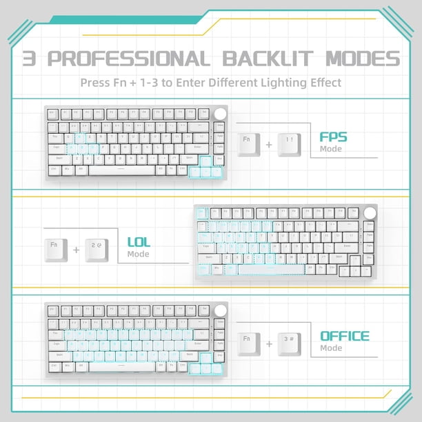 ako！ AJAZZ AK820 75% Wired RGB Hot Swap Mechanical Keyboard with CNC