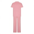 thumbnail image 4 of ATOYSOY Women's Straight Leg Pants Summer 2Pc Scrubs Loungewear Sets Pockets Casual Workout Outfits Sweatsuits Tracksuits Fashion Short Sleeve V Neck Tops Pjs Pink XXXXL, 4 of 4