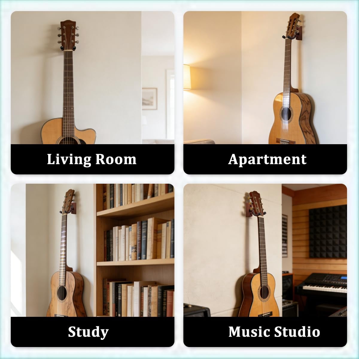6pack Guitar Wall Mount Bulk Wood Hanger For Safe Storage And Display Sturdy Acoustic Electric Bass Banjo Mandolin Sapele