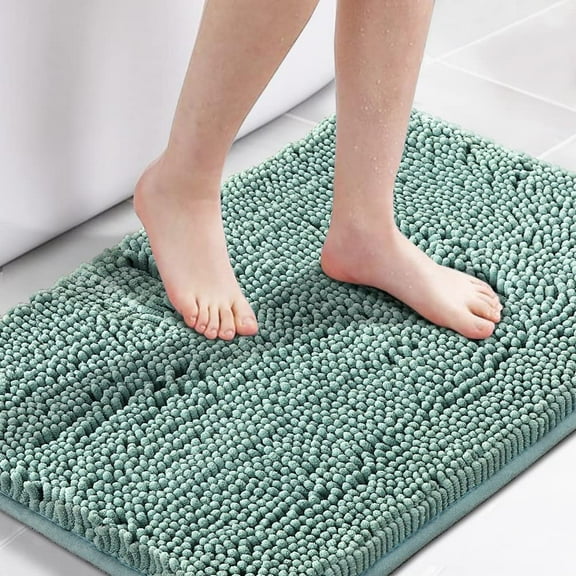 Bath Mat for Bathroom Non Slip Luxury Chenille Ultra Soft Bath Rugs 24x36 Absorbent Non Skid Shaggy Rugs Washable Dry Fast Plush Area Carpet Mats, Eggshell Blue