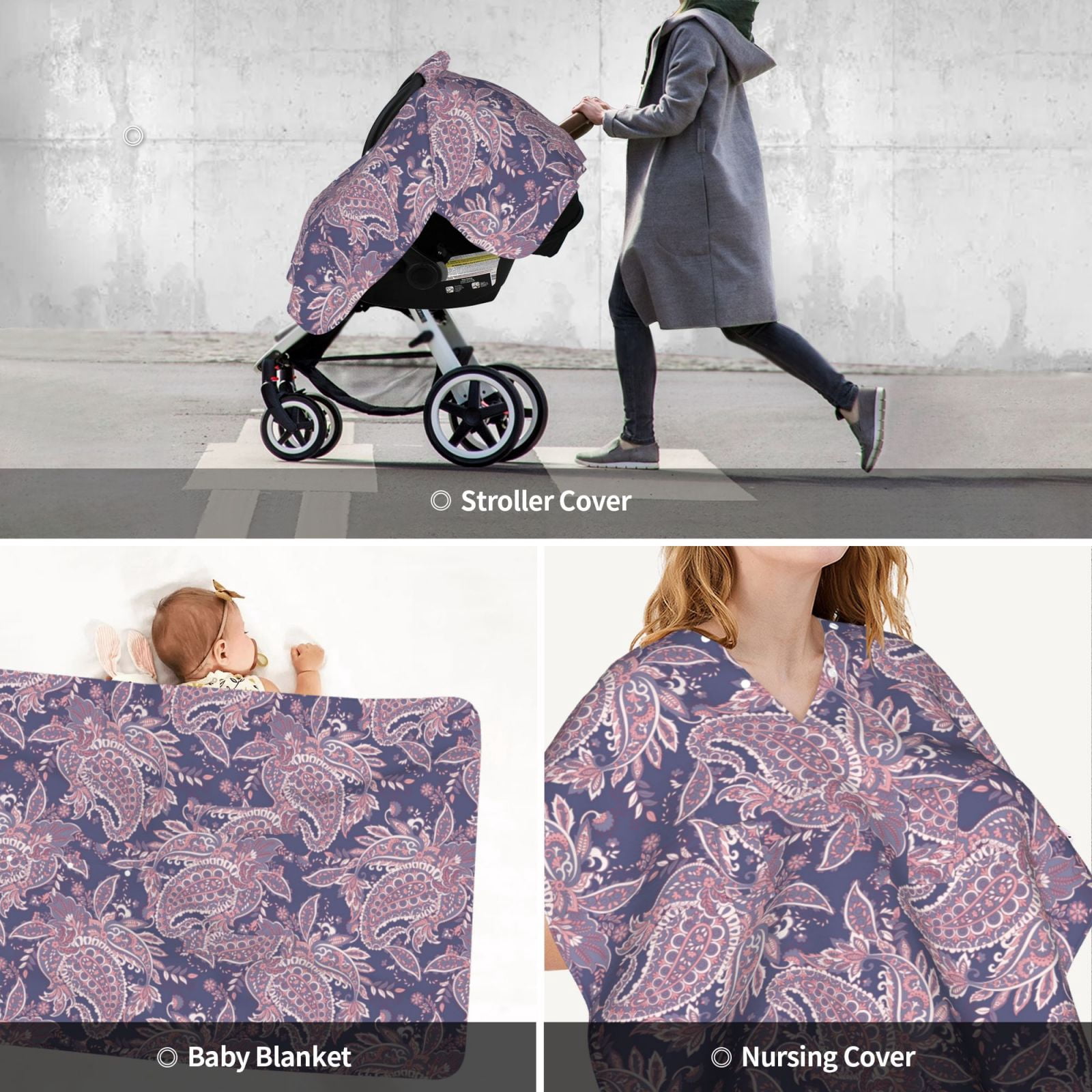 Car Seat Cover Baby - Paisley Purple Breathable Infant Car Seat Cover for Baby Carseat, Lightweight Comfort Baby Essentials Must Haves Newborn Stuff for Girl Boy