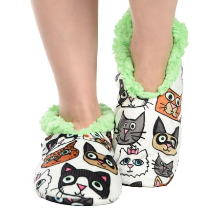 

LazyOne Fuzzy Feet Slippers for Women Cute Fleece-Lined House Slippers Cats Additude Non-Skid