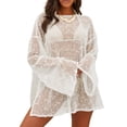 thumbnail image 1 of Vestido de playa Lilosy de crochet translúcido tipo cover up blanco talla S, 1 of 5